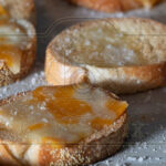 Cheese toast using reflective umbrella close up