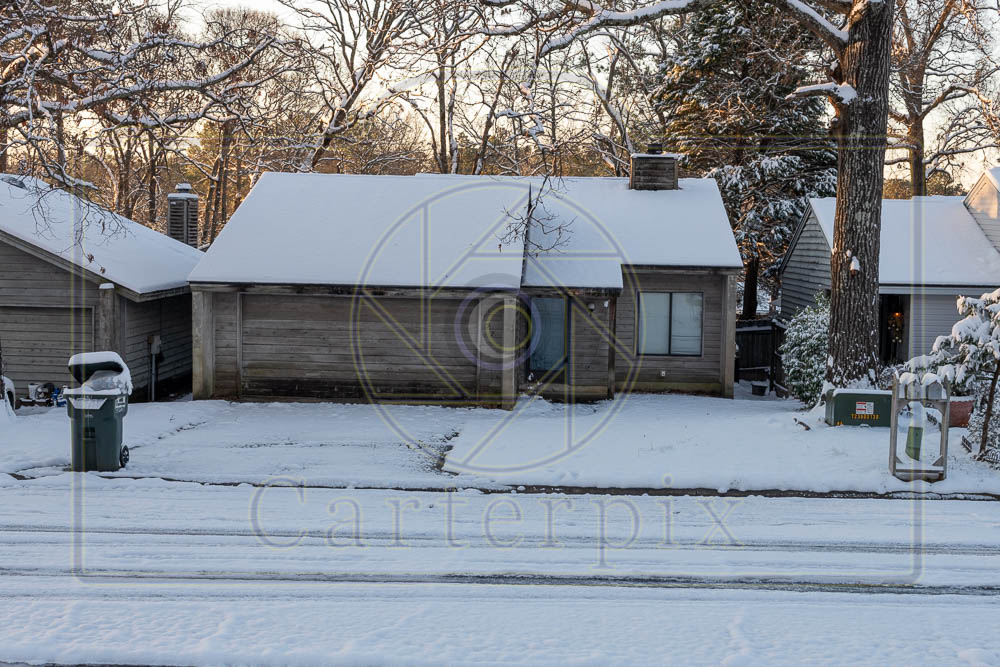 Day after snow, morning. House and street